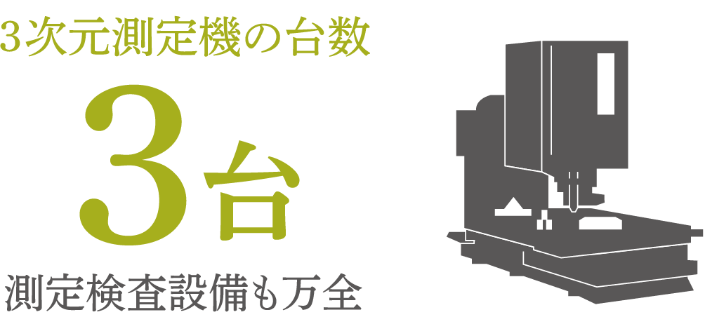 3次元測定機の台数３台測定検査設備も万全