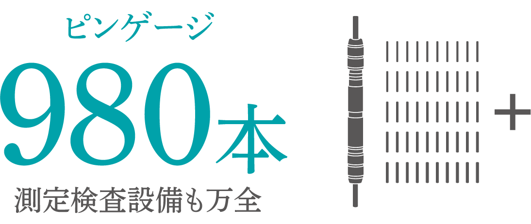 ピンゲージ980本測定検査設備も万全